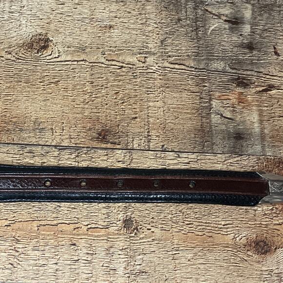 Onyx by Brighton Pinon Hills Inlay Lace Braided Leather Belt Black Brown Size 36 - Picture 6 of 12